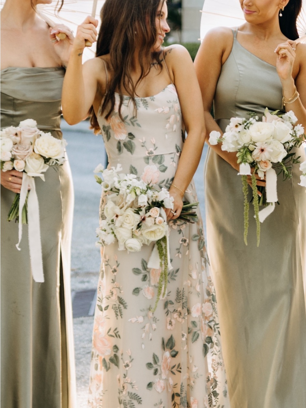 Jenny Yoo Sand Dune Floral Embroidered Spaghetti-Strap Gown - Picture 2 of 4